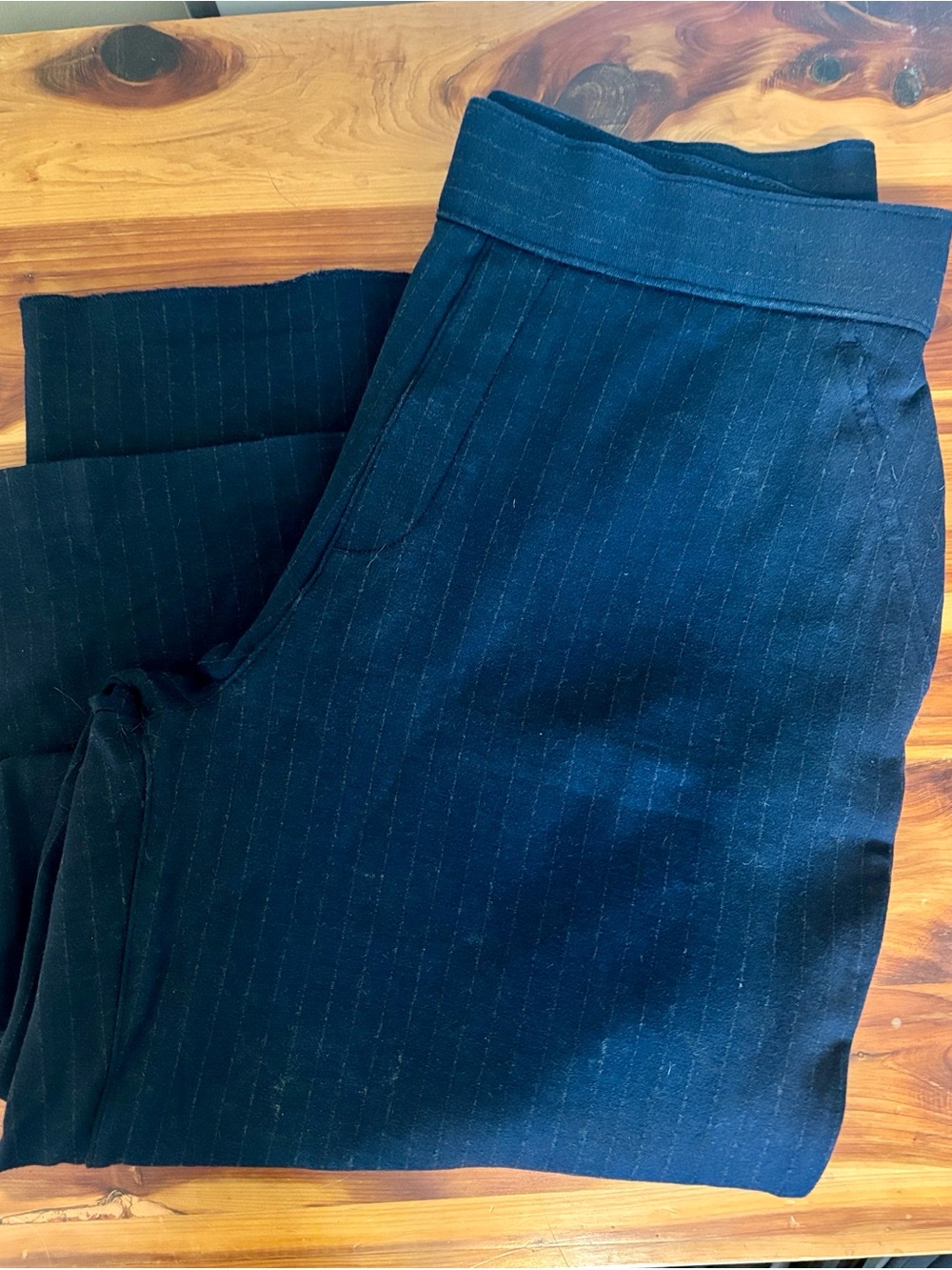 SPANX Pintuck High-Waist Wide-Leg Pants in Navy